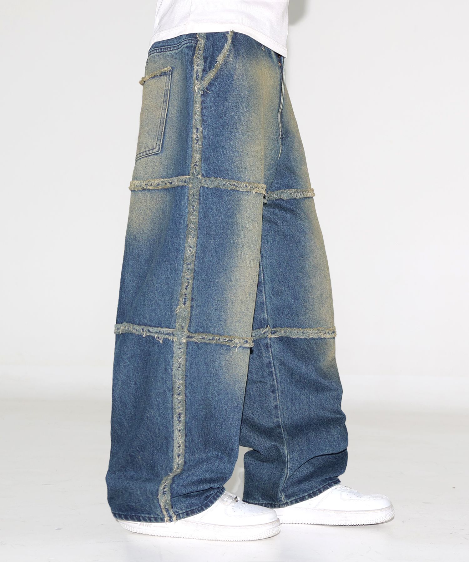 ◆XTONZ◆ XP255 Rough color denim pants BLUE MUSINSA | XTONZ XP255 Rough Color Denim Pants (BLUE)
