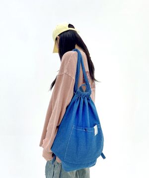데님 캐주얼 스트링 백팩 (짐쌕)