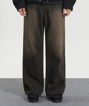 빈티지 워시드 와이드 데님 팬츠 (SAND BROWN)