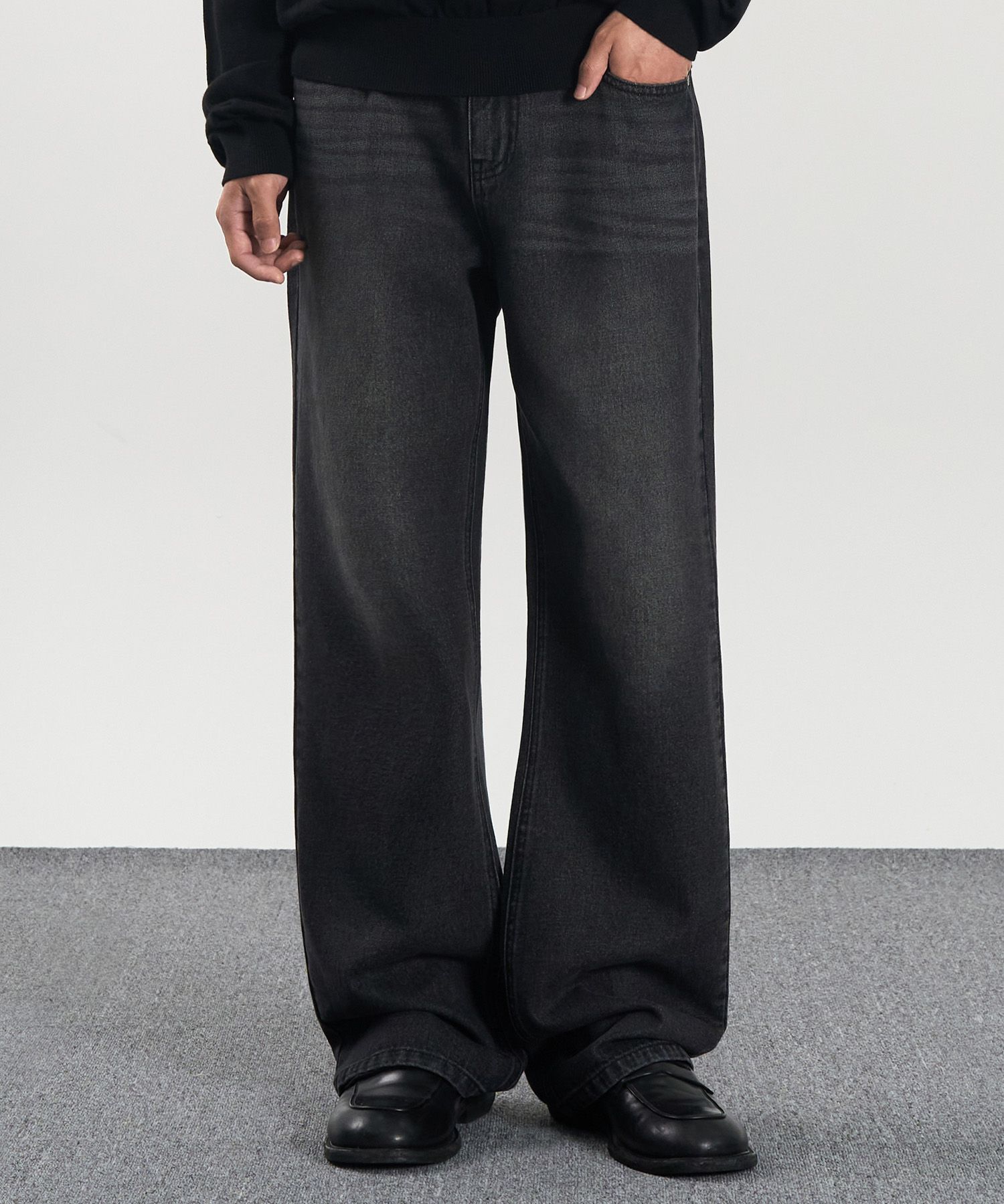 専用ブラック ブーツカットデニム MUSINSA公式 | EXCONTAINER セミワイドブーツカットデニムパンツ