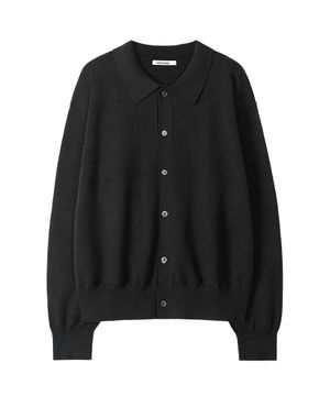코튼 카라 니트 가디건 (BLACK)
