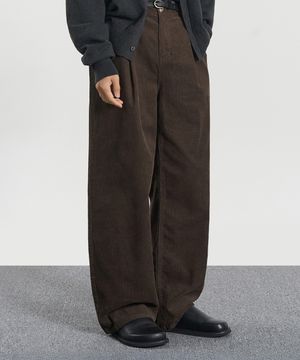 원턱 와이드 코듀로이 팬츠 (BROWN)