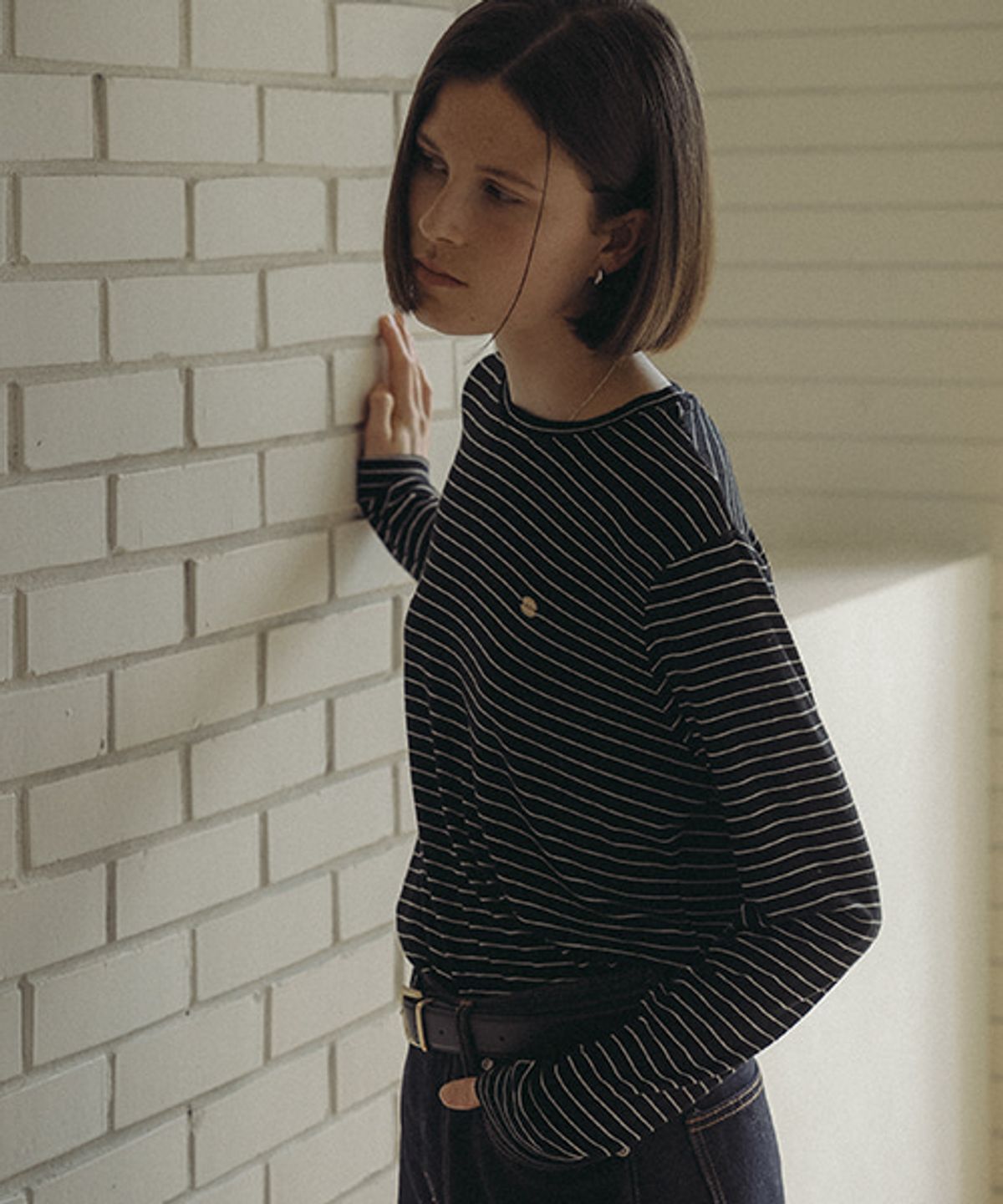 노운베러(KNOWNBETTER) Comfortable striped T-shirt_Black