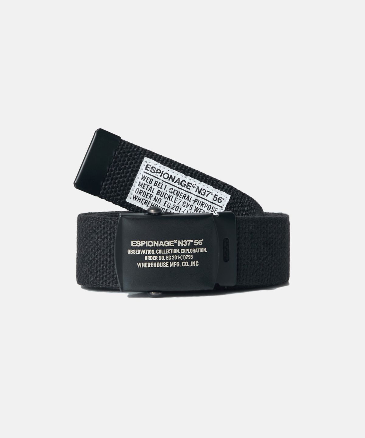 에스피오나지(ESPIONAGE) Military Web Belt Black Buckle/Black
