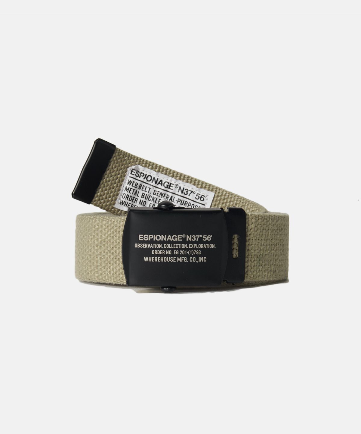 에스피오나지(ESPIONAGE) Military Web Belt Black Buckle/Tan