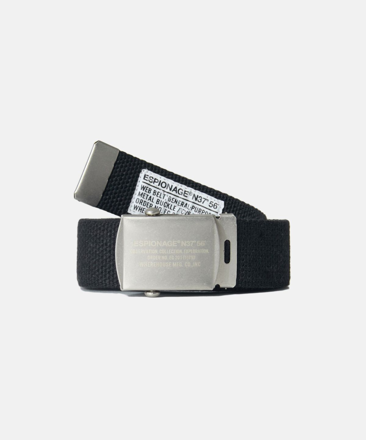 에스피오나지(ESPIONAGE) Military Web Belt Silver Buckle/Black