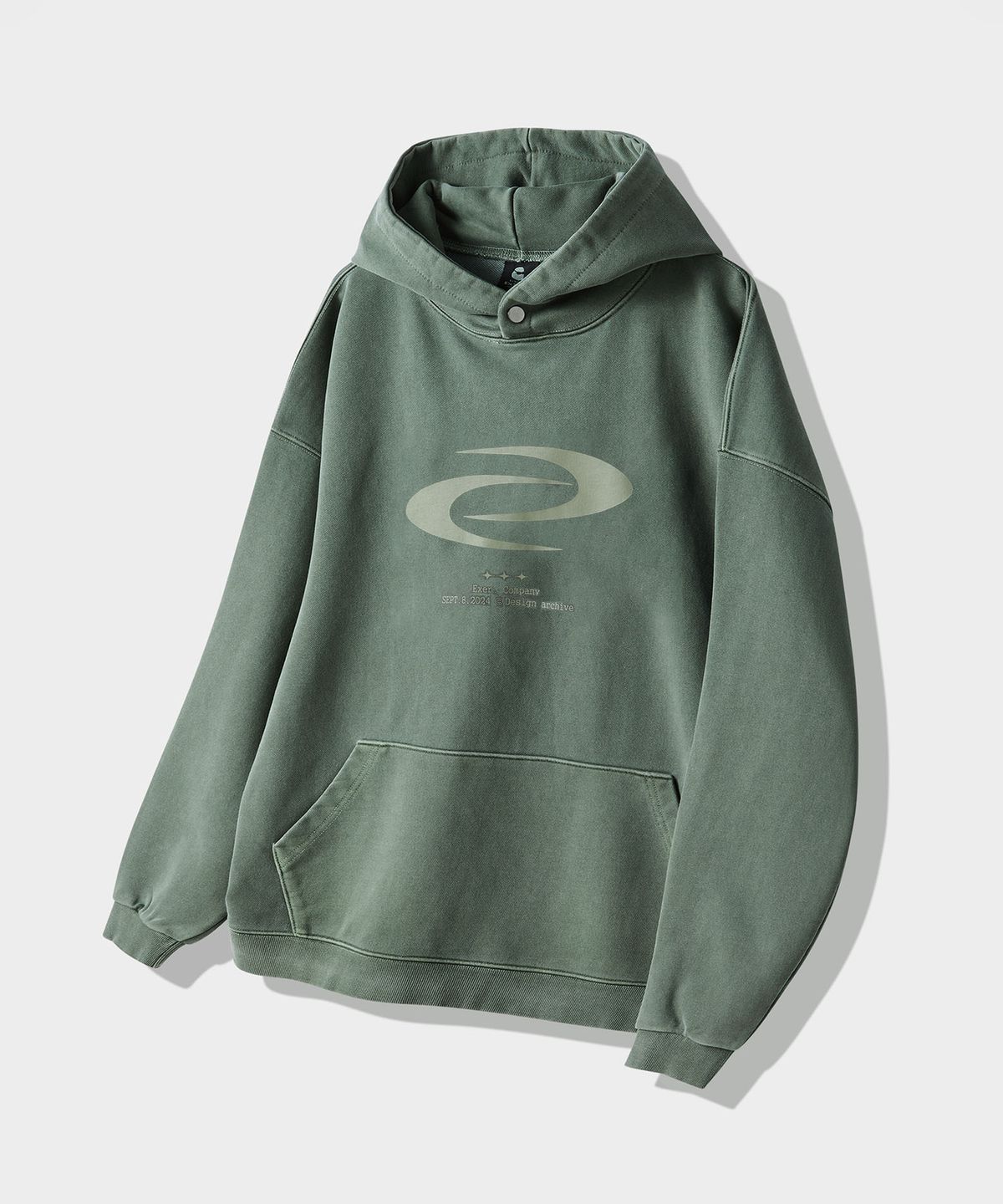 엑서사이즈(EXERCISE) CIRCLE LOGO HOODIE_GREEN (PIGMENT)