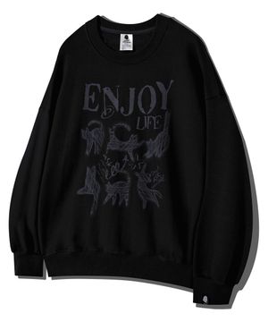 엔조이 캣 오버핏 맨투맨 GMT-157_블랙