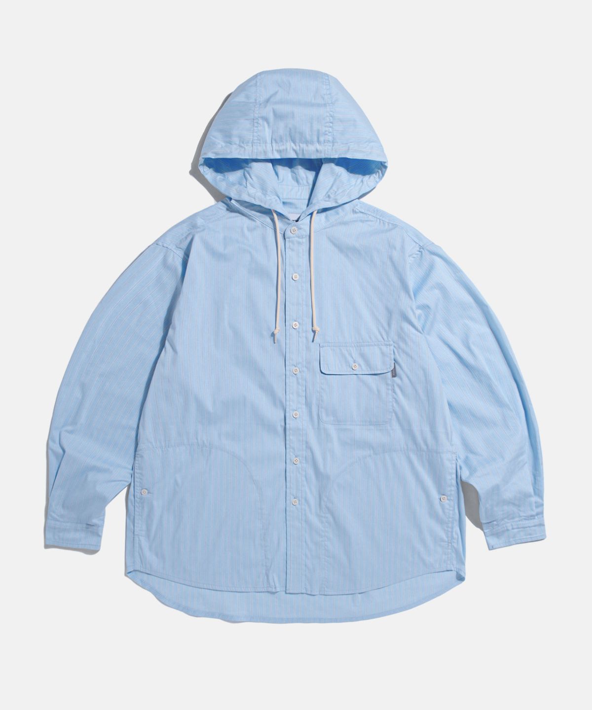 에스피오나지(ESPIONAGE) Hooded Over Shirt Jacket Blue Stripe