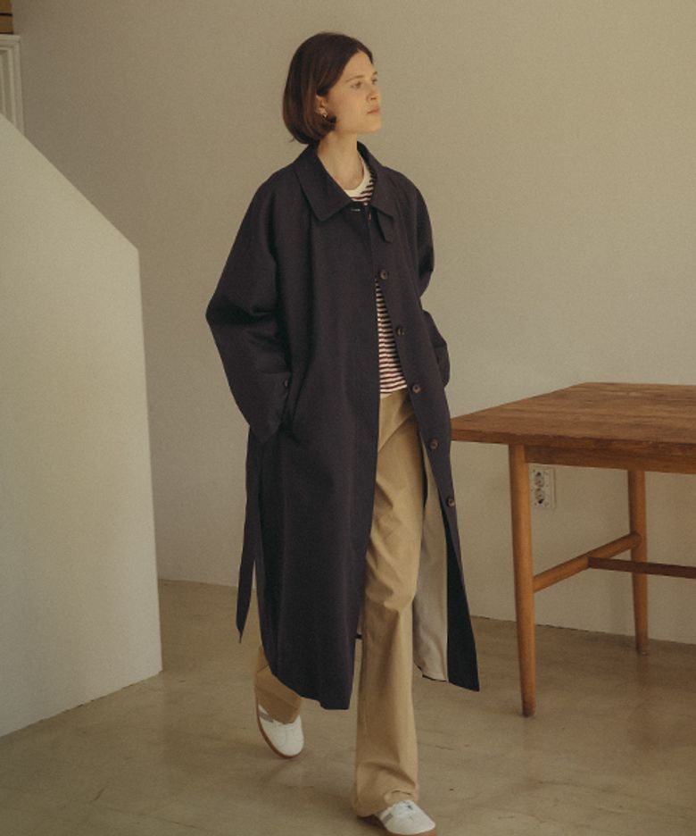 Ash cotton trench coat_Navy