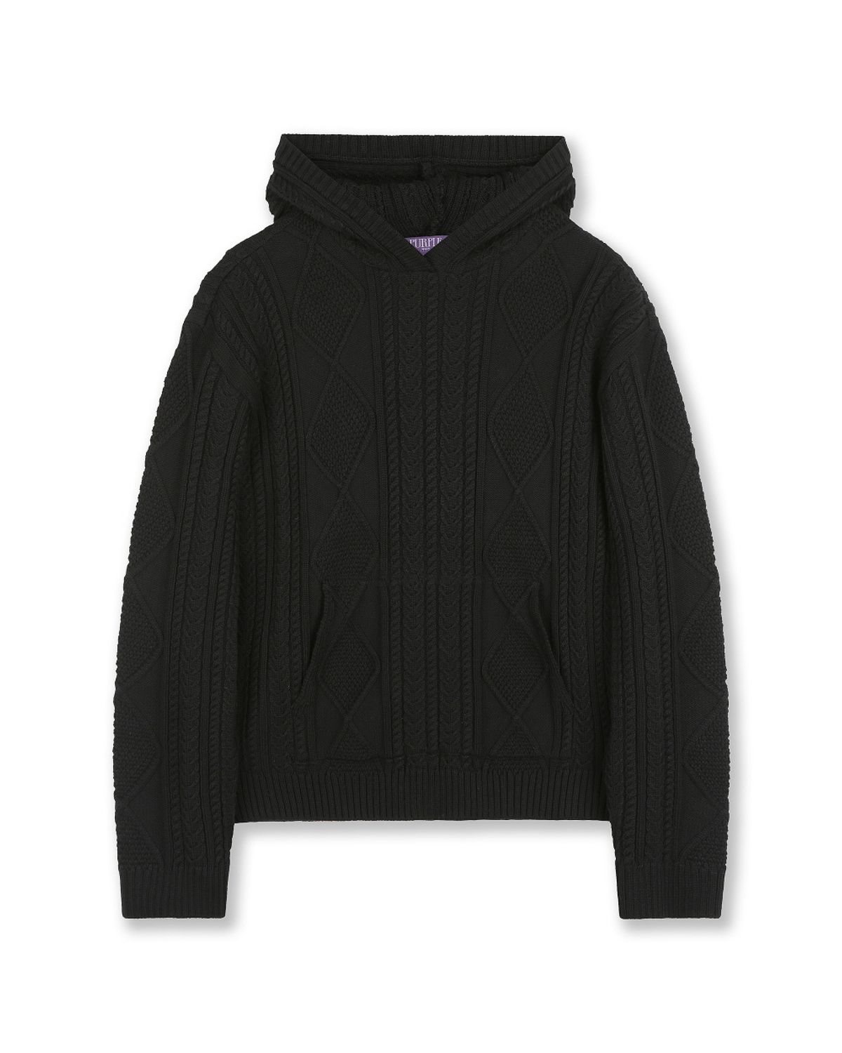 비슬로우(BESLOW) FISHERMAN CABLE KNIT HOODIE BLACK