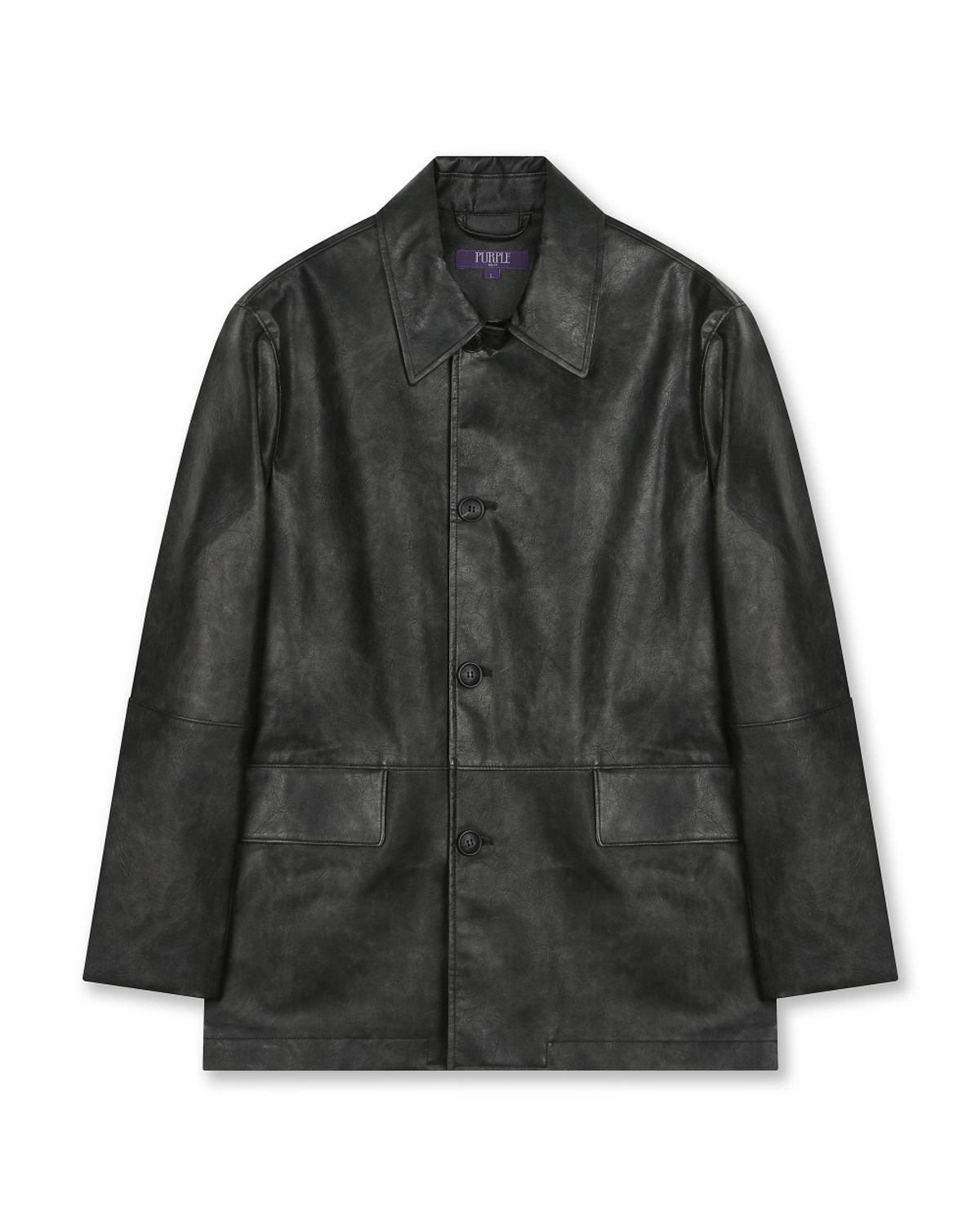 비슬로우(BESLOW) WASHED LEATHER CAR COAT BLACK