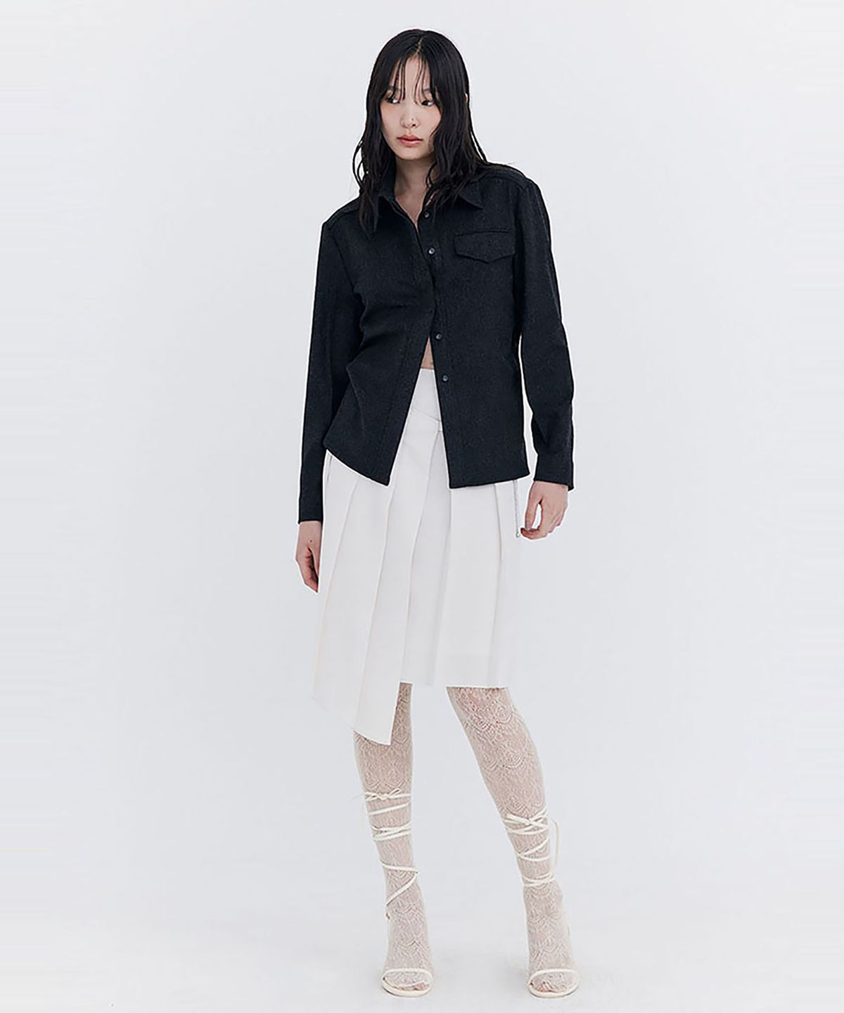 분더캄머(WNDERKAMMER) Wool Slim-Line Shirt_Charcoal(울 슬림 라인 셔츠_차콜)