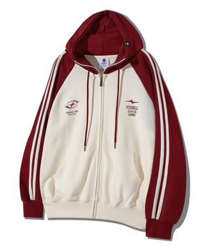 심볼로고 래글런 배색 트랙 후드집업 GHZ-275_크림(와인)