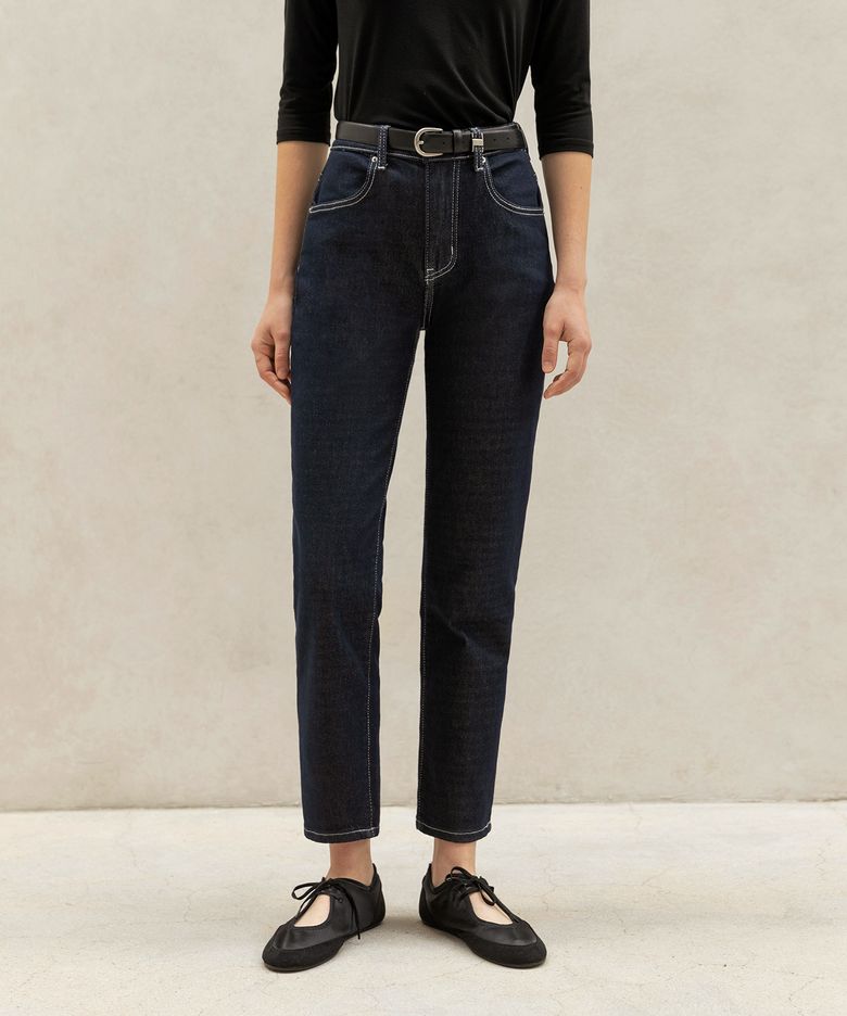 ESSENTIAL NON-FADED SELVEDGE DENIM BAGGY PANTS_NHPT4100 (DARK BLUE)