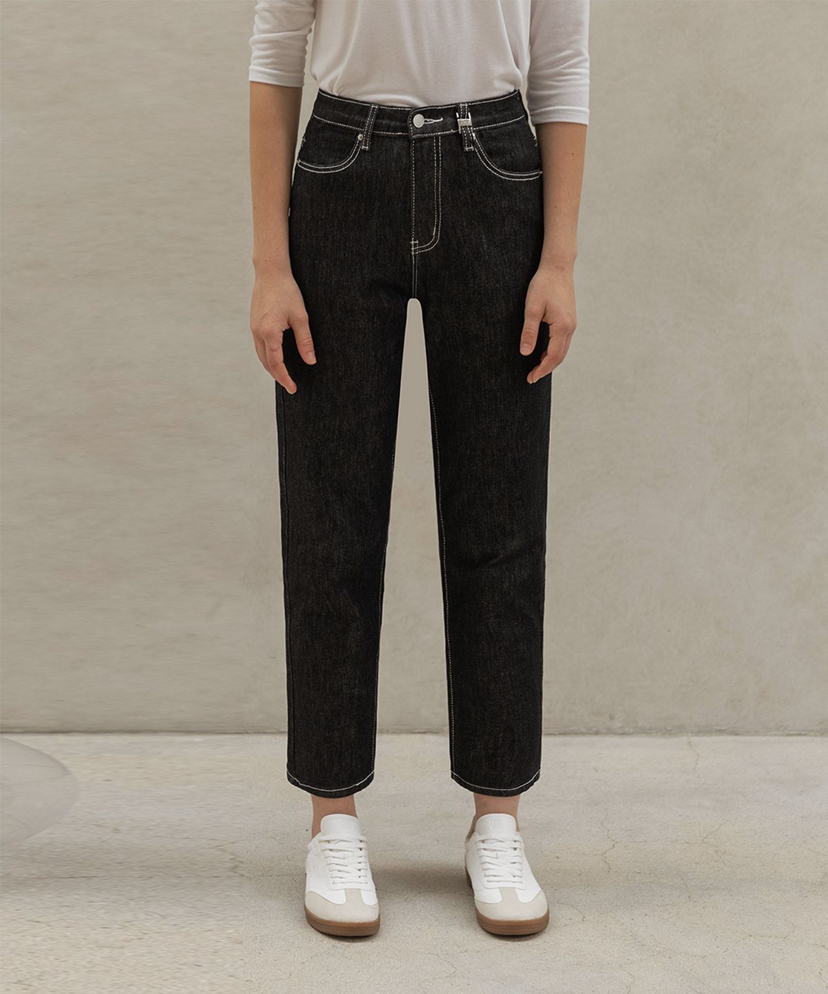 논앤논(NON AND NON) ESSENTIAL NON-FADED SELVEDGE DENIM BAGGY PANTS_NHPT4100 (BLACK)