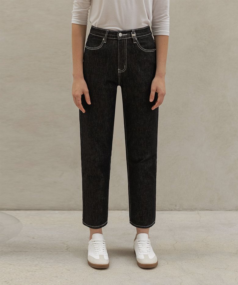 ESSENTIAL NON-FADED SELVEDGE DENIM BAGGY PANTS_NHPT4100 (BLACK)