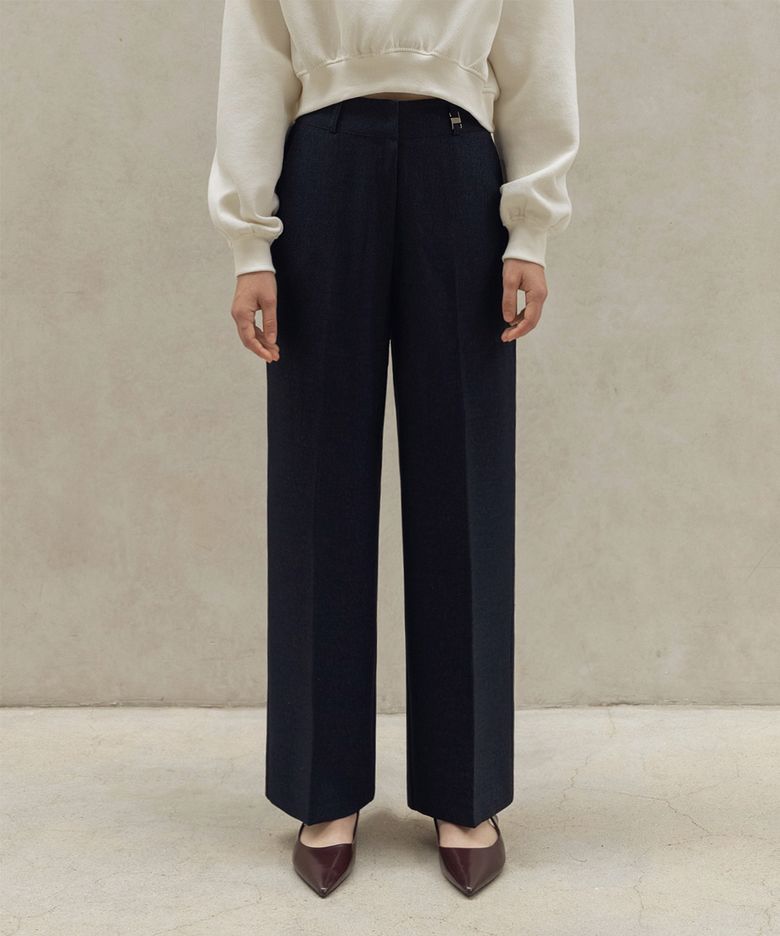 ONE-TUCK WIDE DENIM SLACKS_NHSL4101 (DEEP BLUE)