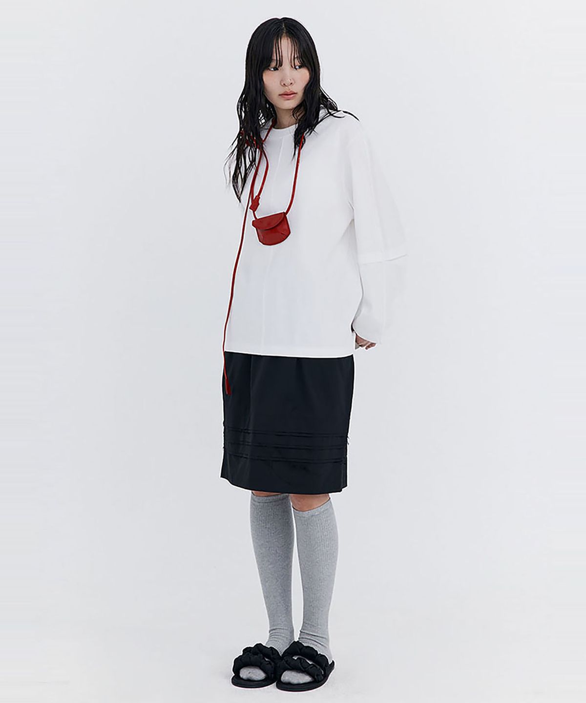 분더캄머(WNDERKAMMER) Open Point Boxy T-shirt_Ivory(오픈 포인트 박시 티셔츠_아이보리)