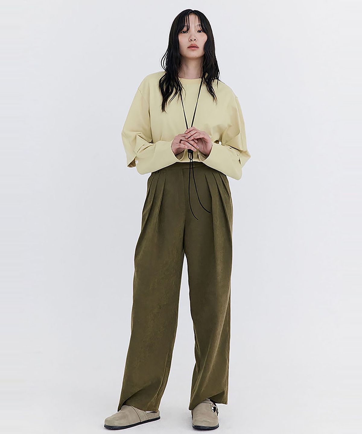 분더캄머(WNDERKAMMER) Open Point Boxy T-shirt_Yellow Green(오픈 포인트 박시 티셔츠_옐로우 그린)
