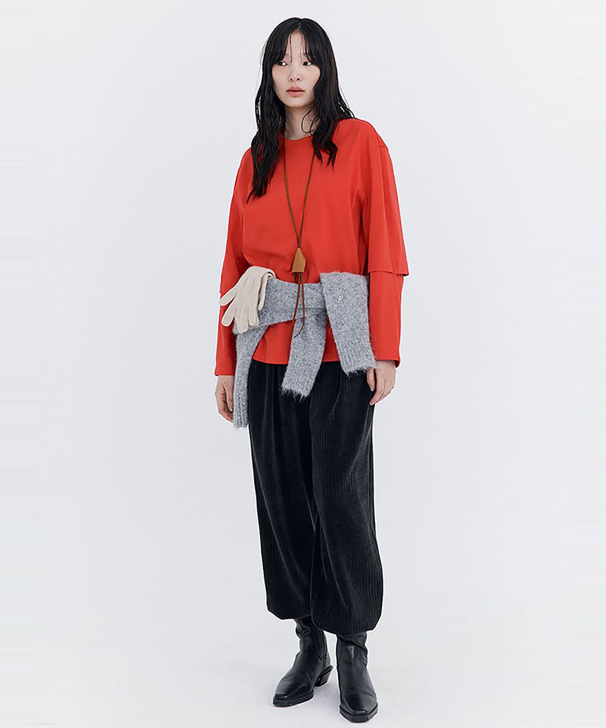 분더캄머(WNDERKAMMER) Open Point Boxy T-shirt_Red(오픈 포인트 박시 티셔츠_레드)