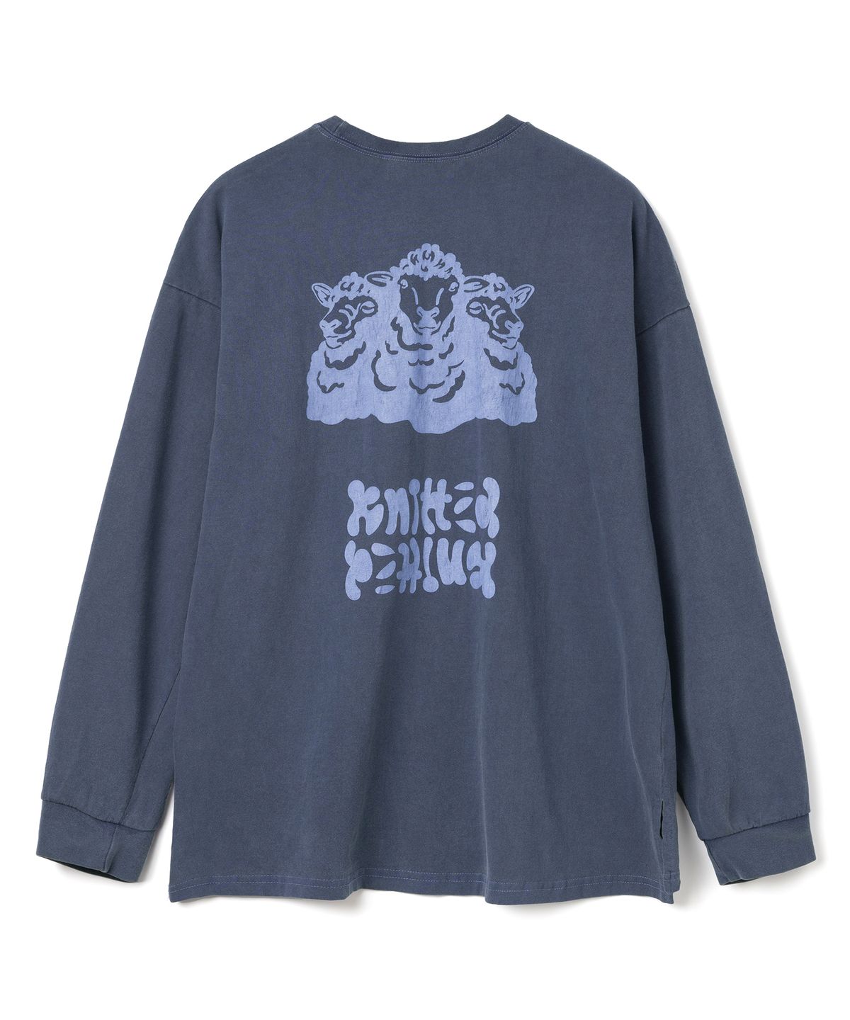 니티드(KNITTED) 피그먼트 롱 슬리브 티셔츠 WASHING BLUE