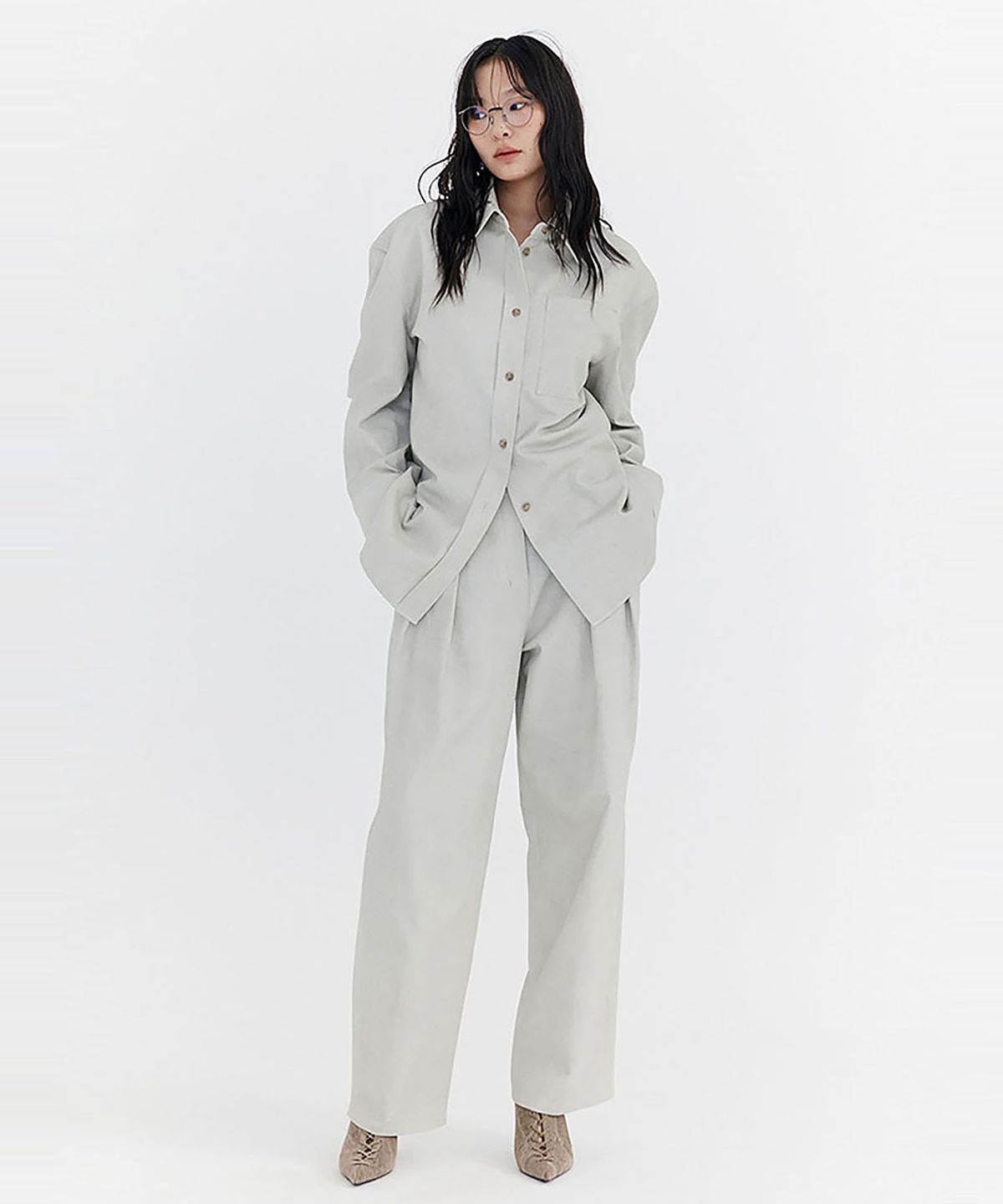 분더캄머(WNDERKAMMER) Washed Cotton Wide Pants_Grey(워싱 코튼 와이드 팬츠_그레이)