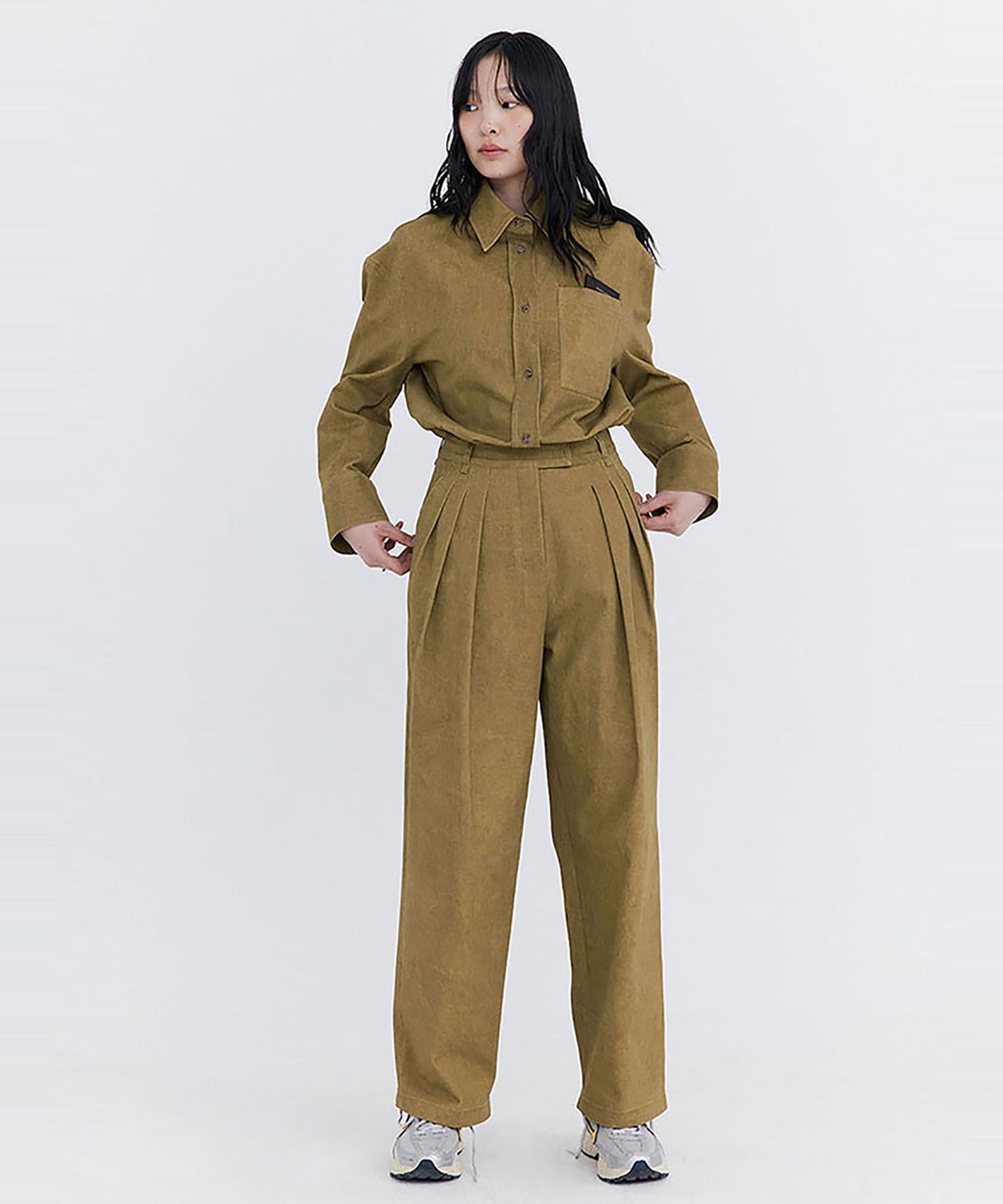 분더캄머(WNDERKAMMER) Washed Cotton Wide Pants_Khaki(워싱 코튼 와이드 팬츠_카키)