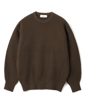 코튼 미니멀 라운드 니트 BROWN