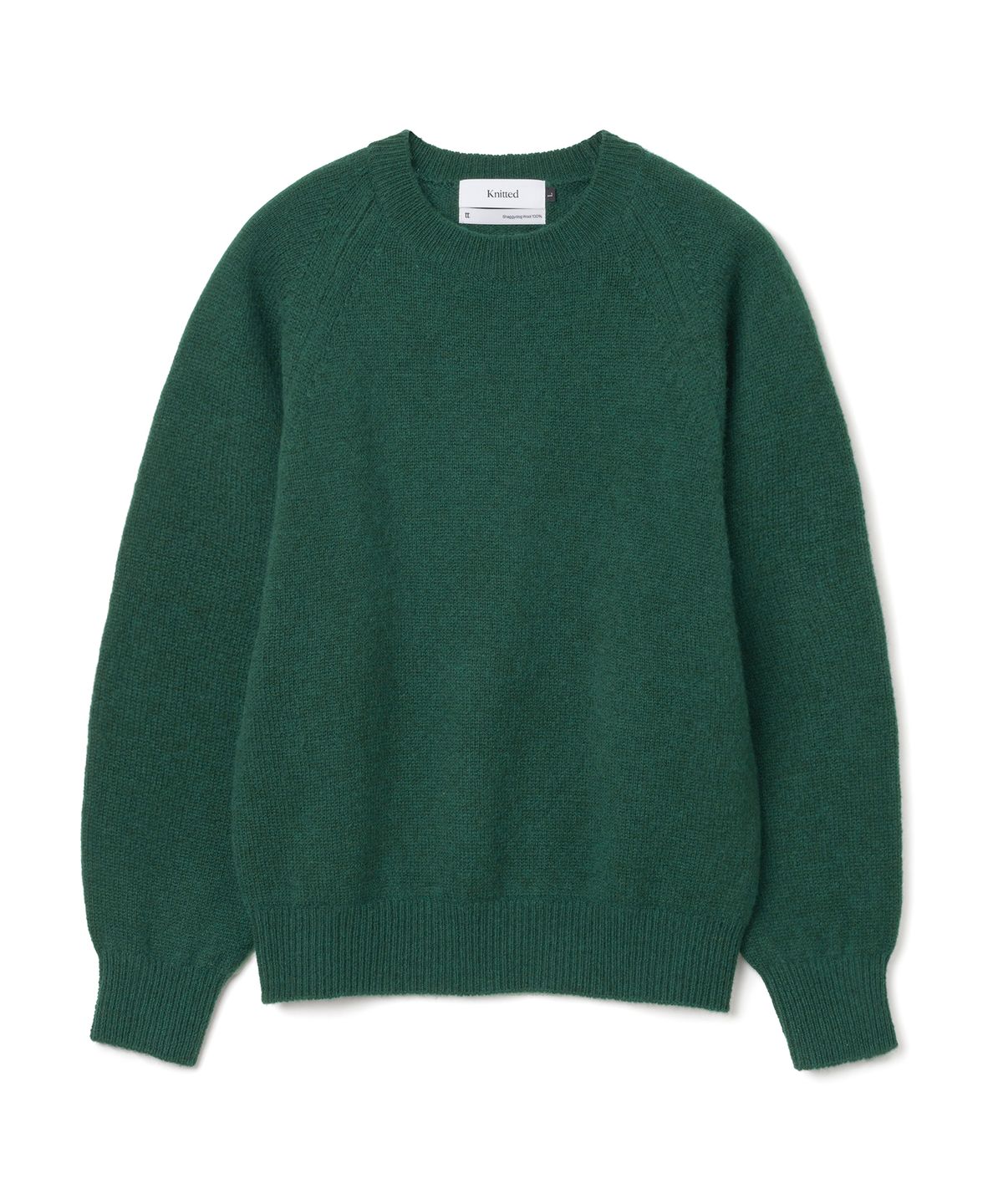 니티드(KNITTED) 쉐기독 울 100% 라운드 니트 DARK GREEN