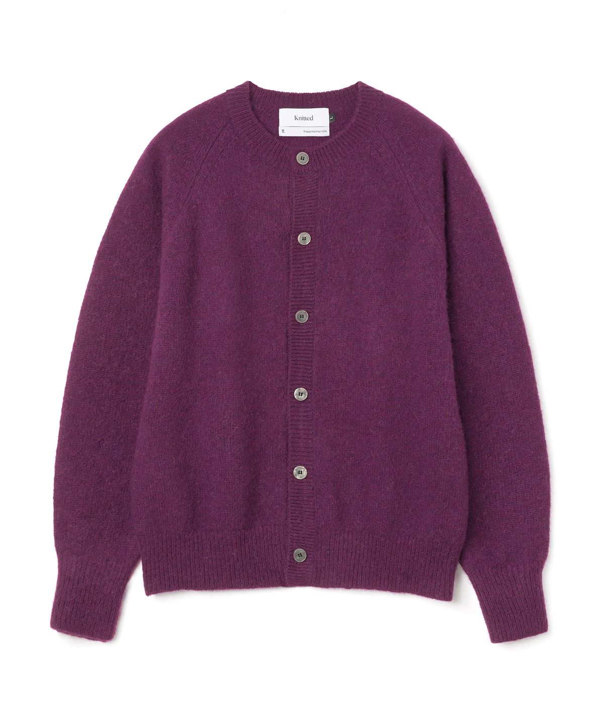 니티드(KNITTED) 쉐기독 울 100 라운드 가디건 PURPLE