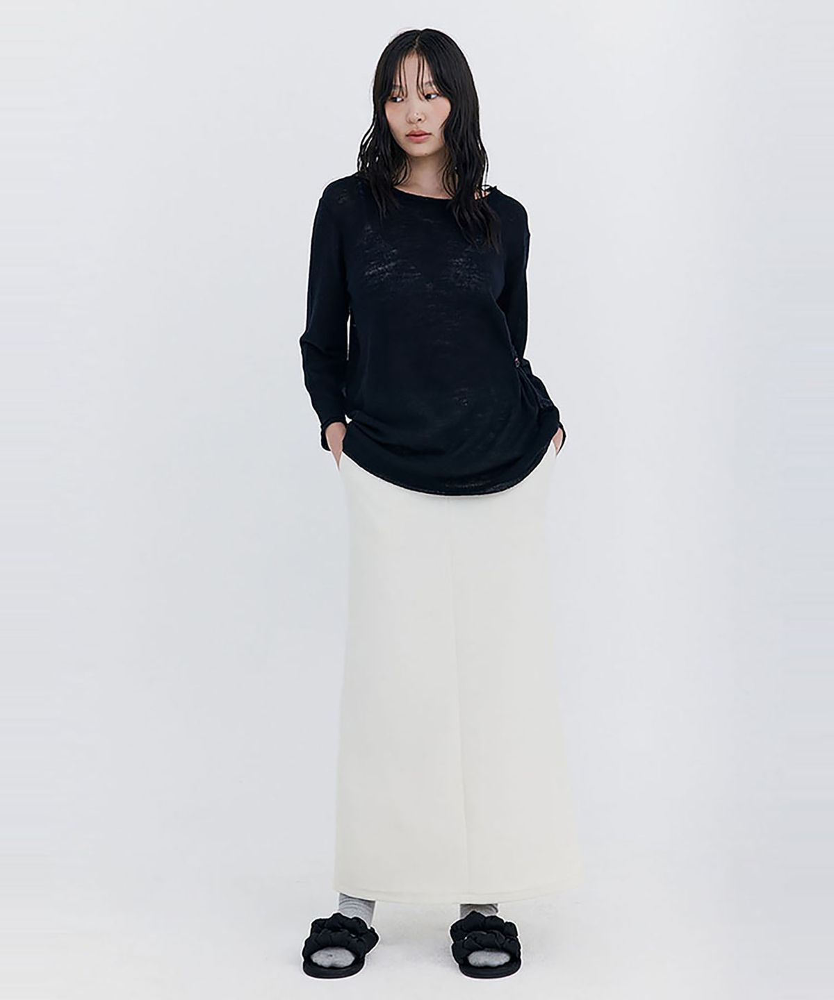 분더캄머(WNDERKAMMER) Basic Long Skirt_Cream(베이직 롱 스커트_크림)