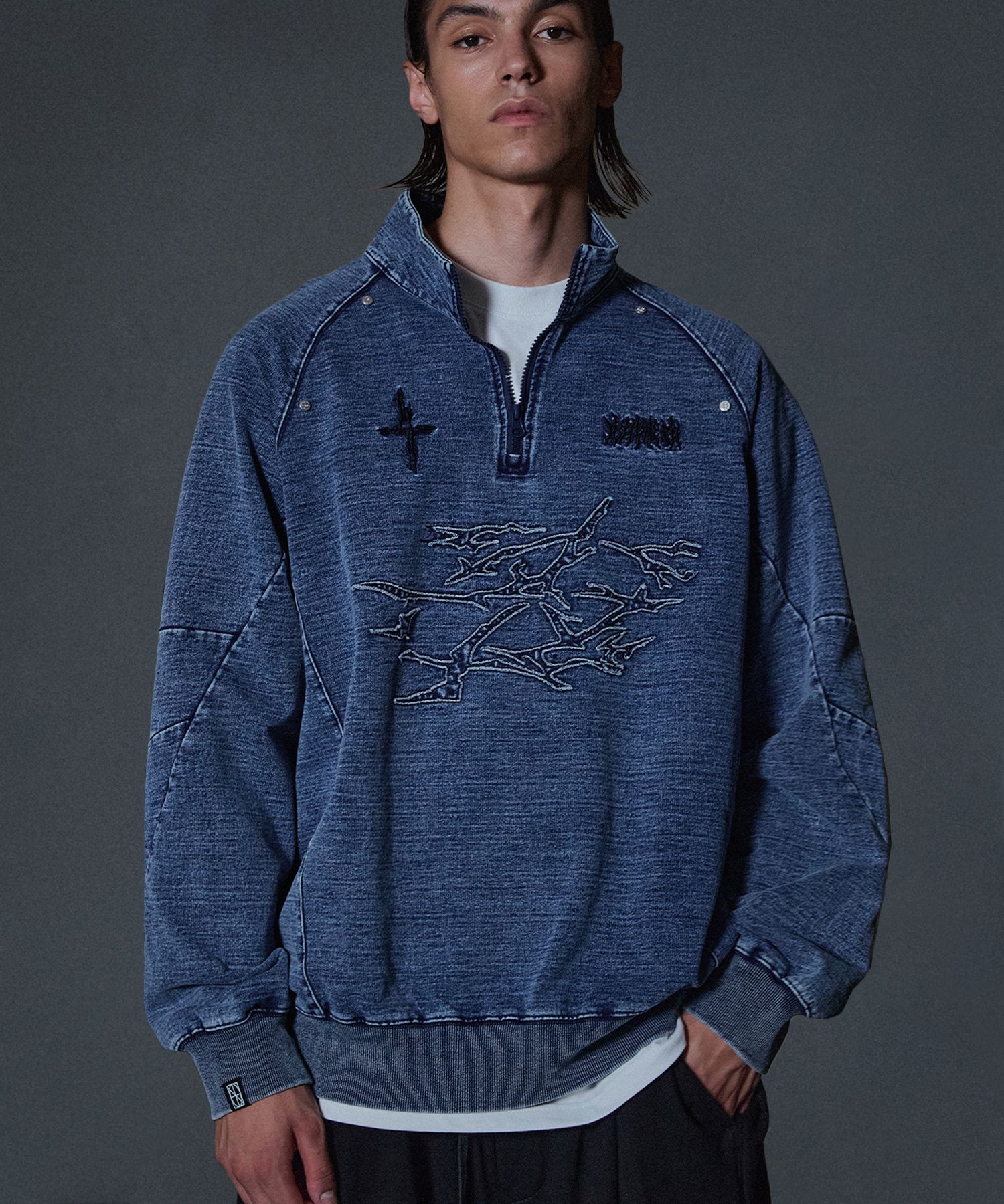 ◆NOT4NERD Cut Off Offshoot Logo High Neck Quarter Zip Up◆ MUSINSA | NOT4NERD Cut Off Offshoot Logo High Neck Quarter