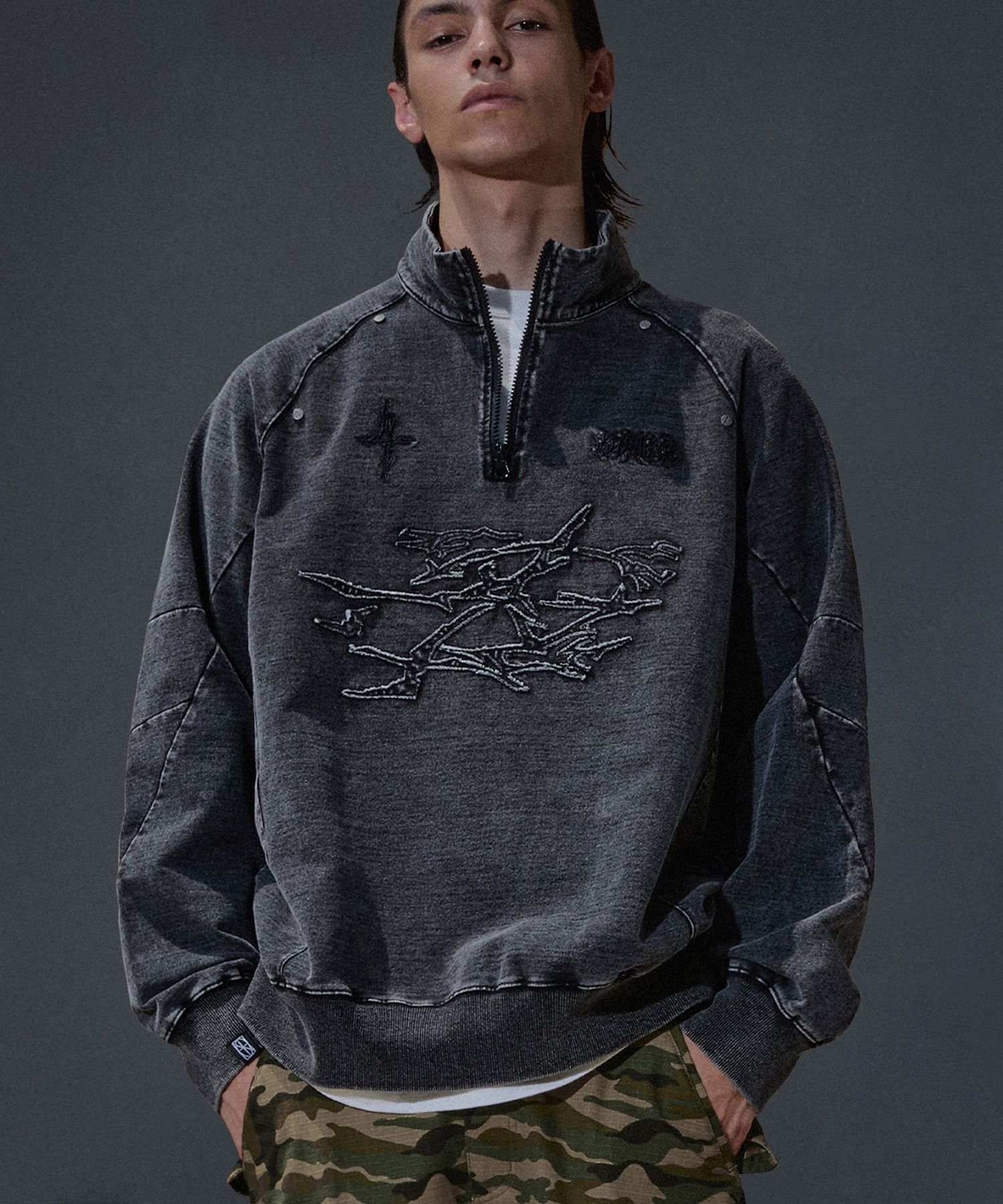 ◆NOT4NERD Cut Off Offshoot Logo High Neck Quarter Zip Up◆ MUSINSA | NOT4NERD Cut Off Offshoot Logo High Neck Quarter