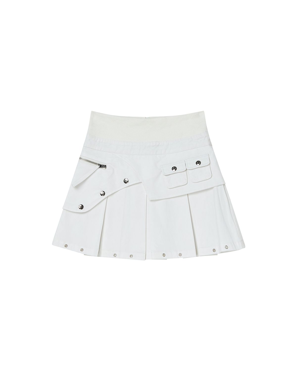 엔와이엑스엑스(NYXX) LAYERED FAUX LEATHER SKIRT WHITE