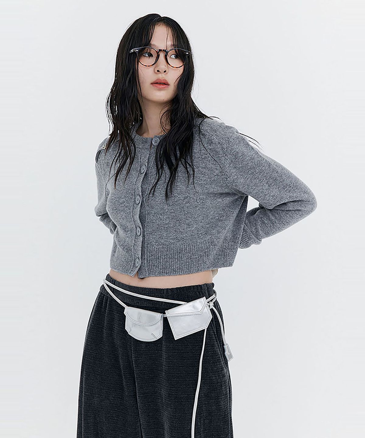 분더캄머(WNDERKAMMER) Pocket Tie Belt Bag_Silver(포켓 타이 벨트 백_실버)