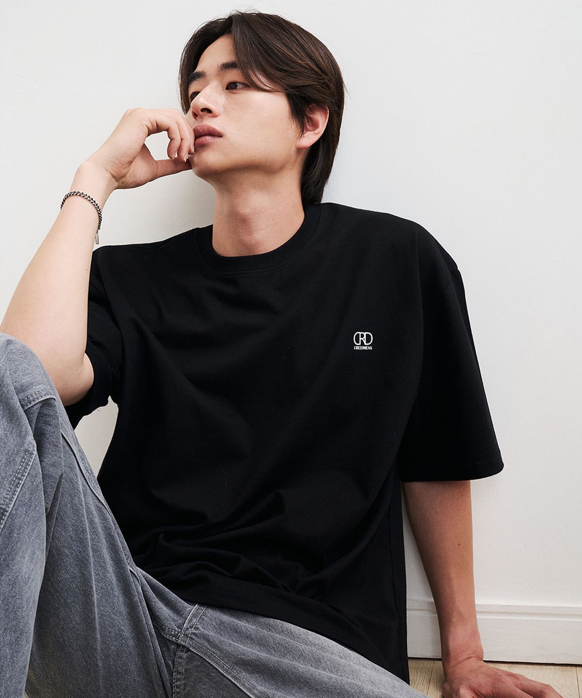 크레드먼스(CREEDMENS) CRD 로고 고밀도 반팔티 (Black)
