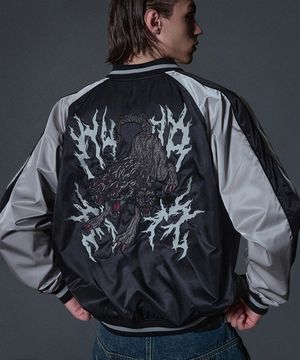 Cerberus Satin Blouson Jacket - Black