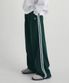 원턱 투 라인 와이드 스웨트팬츠 다크그린