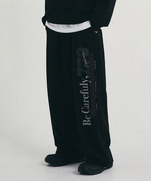 워닝 스웨트 스트링 팬츠 블랙