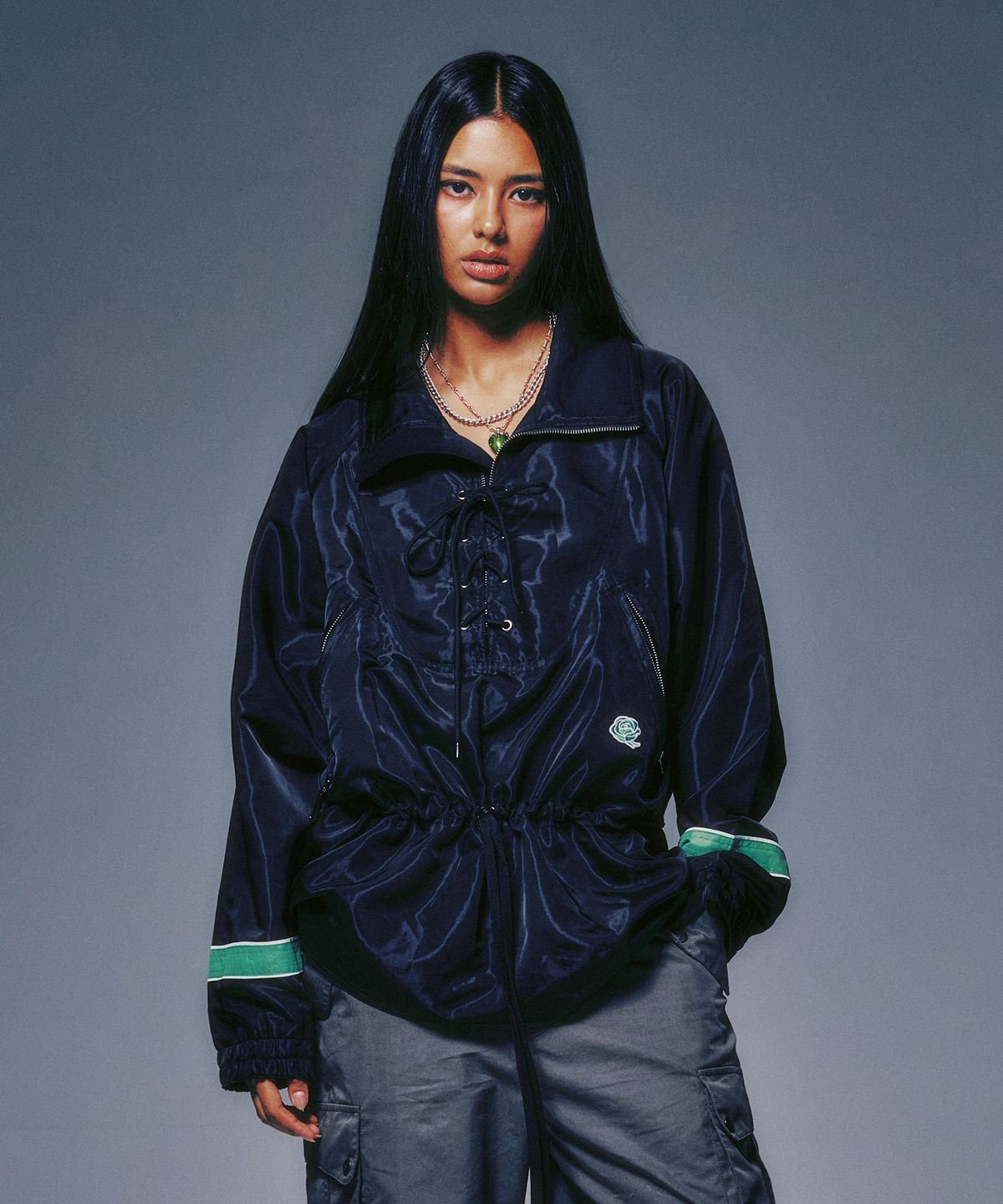 엔와이엑스엑스(NYXX) LACE UP ANORAK JACKET BLACK