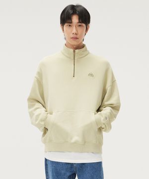 하우스 로고 하프 집업 맨투맨 라이트 옐로우