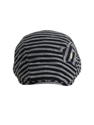 Y2K 스트라이프 헌팅 캡 (블랙)