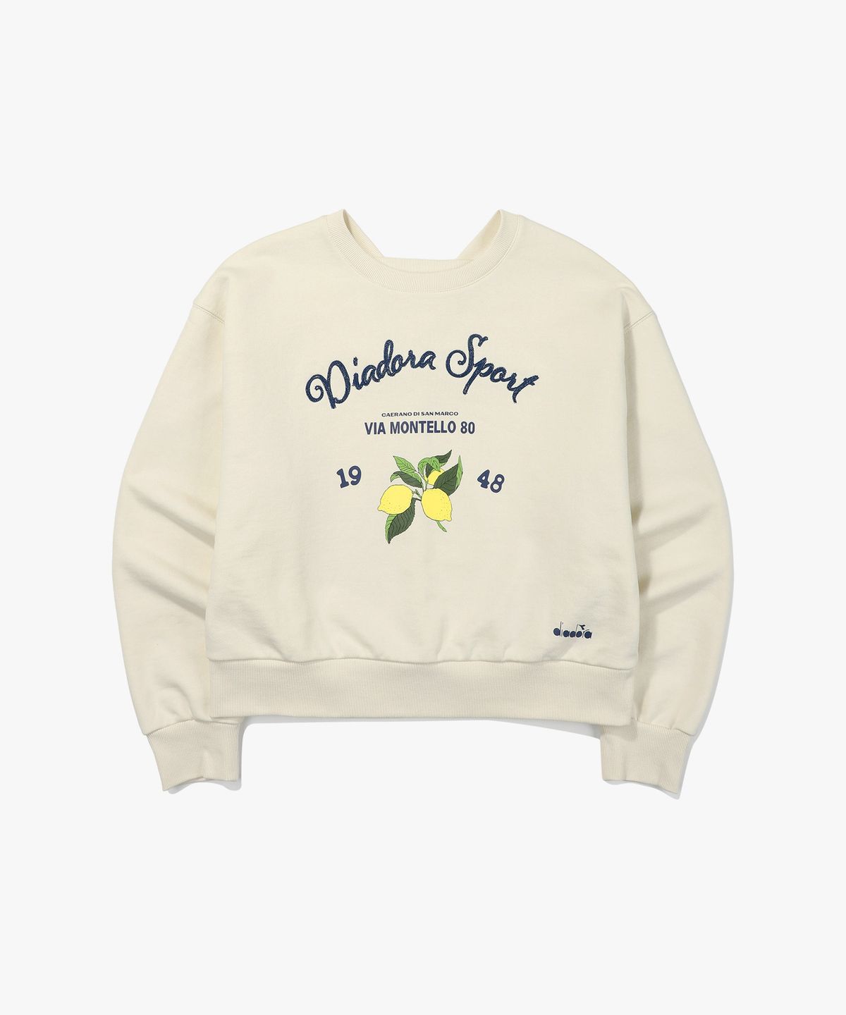 디아도라(diadora) 레몬 그래픽 크롭 스웻셔츠 우먼 SAND