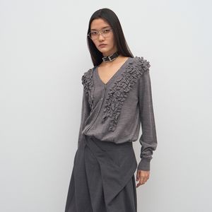ASYMMETRIC FRILL CARDIGAN