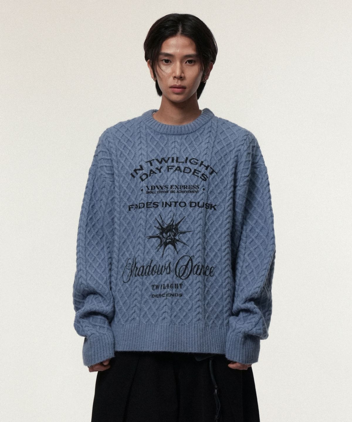 아이돈워너셀(IDWS) Dusky Day Crewneck Knit Blue