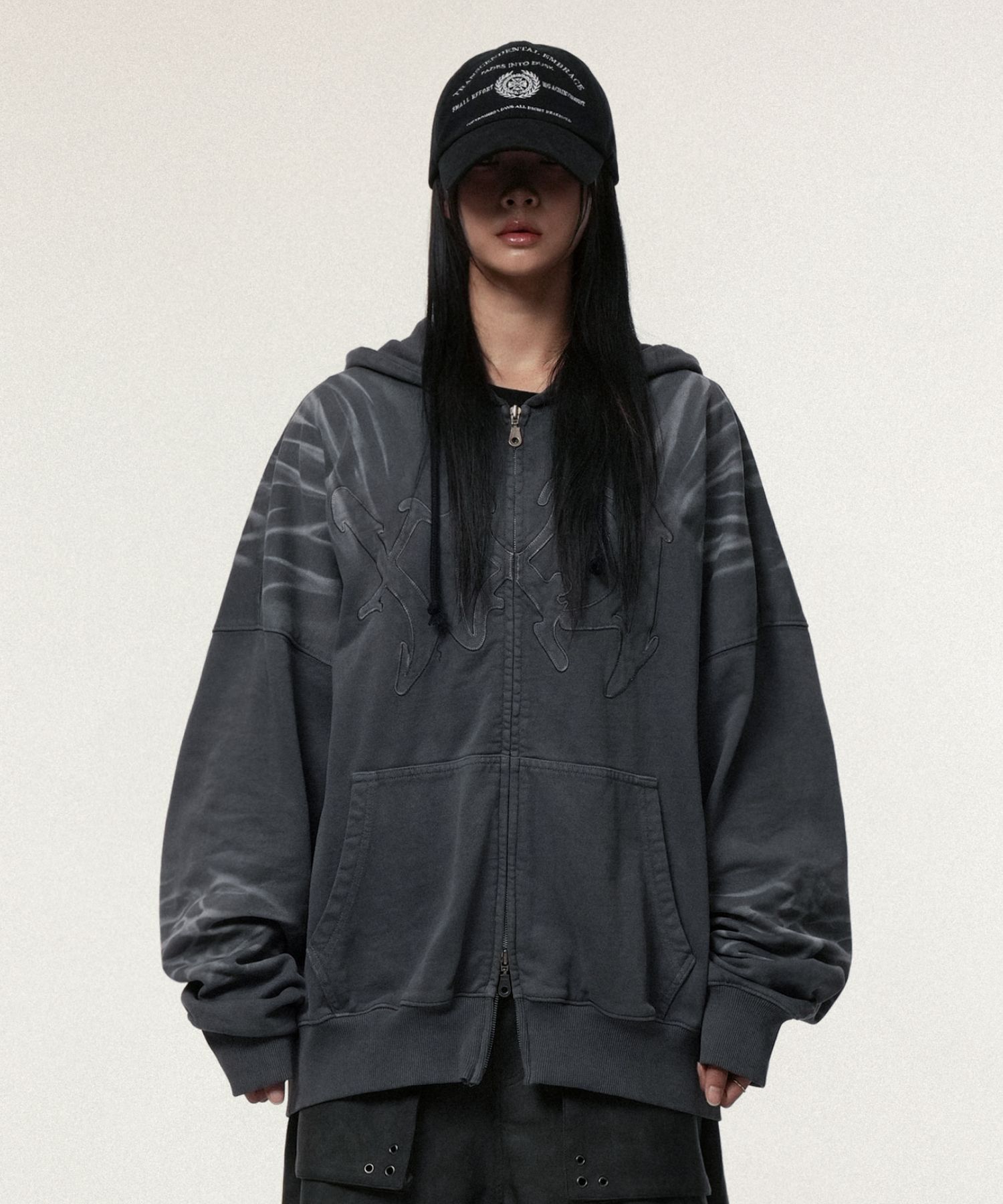 MUSINSA公式 | IDWS Trace Hoodie Zip Up Charcoal