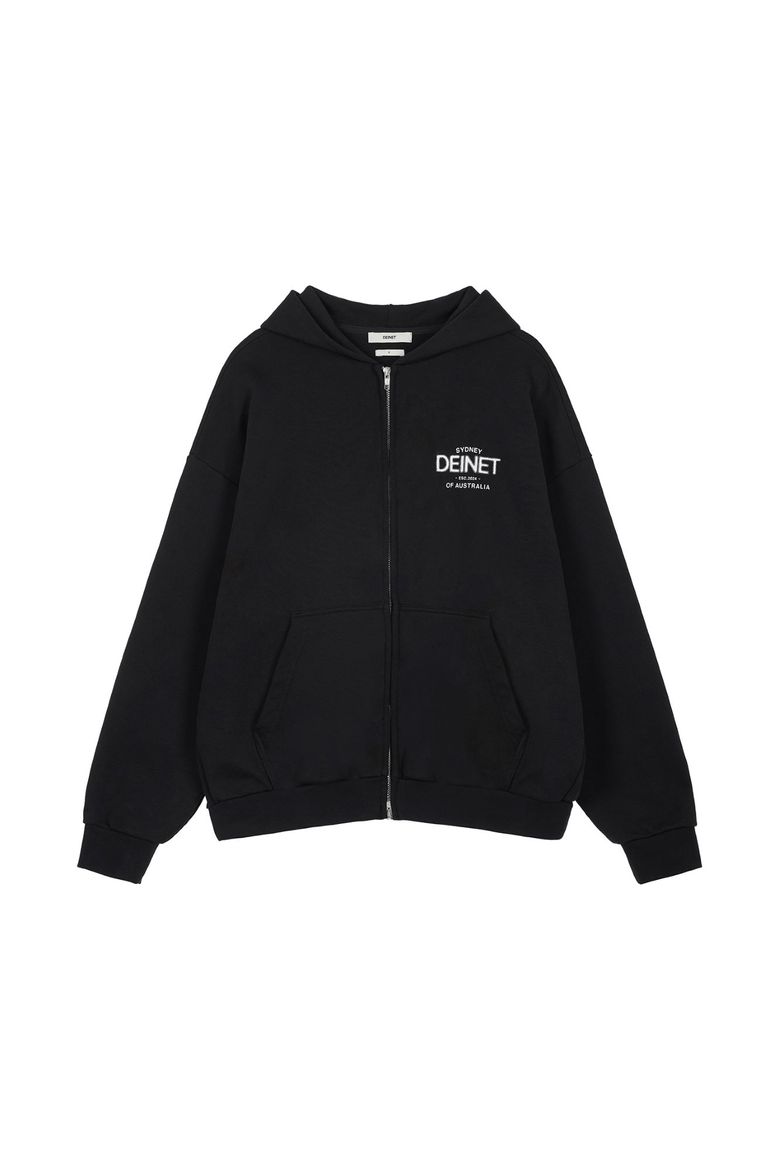 LOST IN SYDNEY ZIP-UP HOODIE IN BLACK