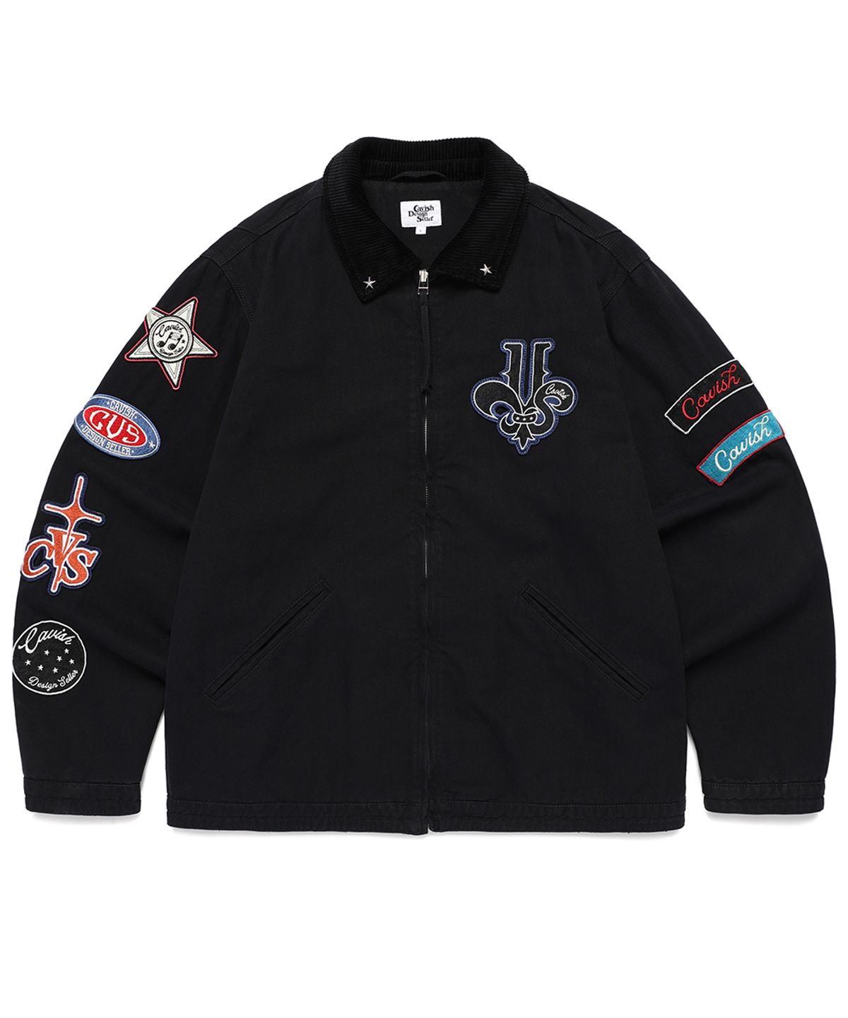 카비시(CAVISH) WASHED PATCHWORK JACKET BLACK(CV2EFUB931A)