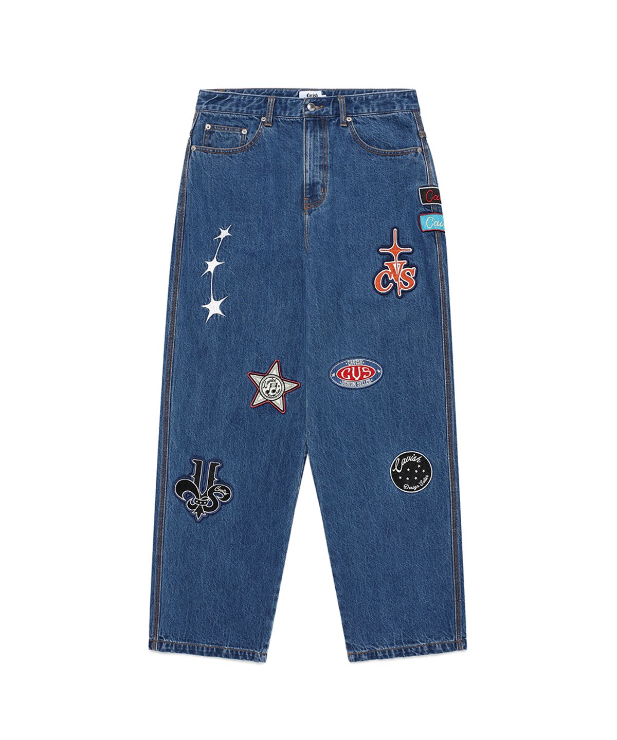 카비시(CAVISH) PATCHWORK DENIM PANTS BLUE(CV2EFUD112A)